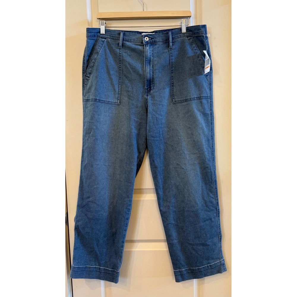 Jessica Simpson NWT Women's Lara Straight Utility Jeans Medium Wash Blue 16/33